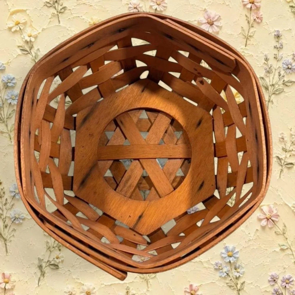 Longaberger Signed 2001 5.5 inch Hexagon Basket, Basket Only, No Liner